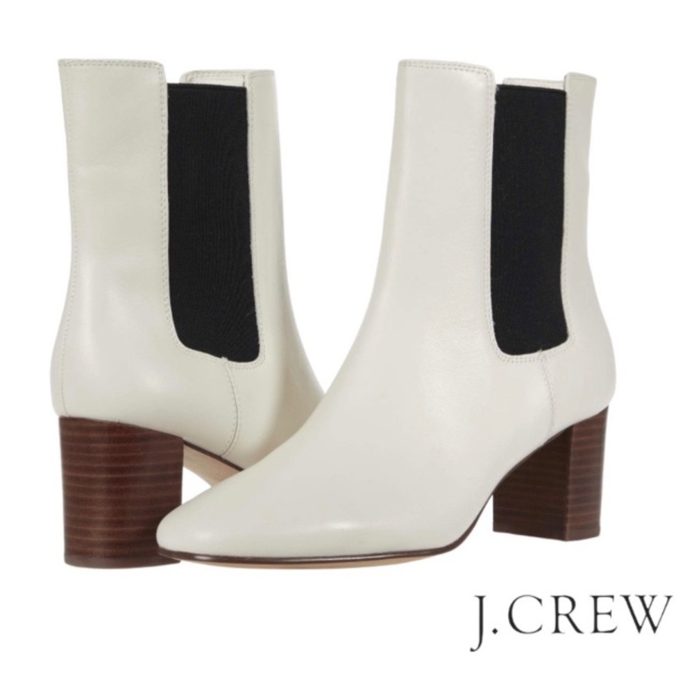 J. Crew Leather Chelsea Stacked Heel Boots Size 7